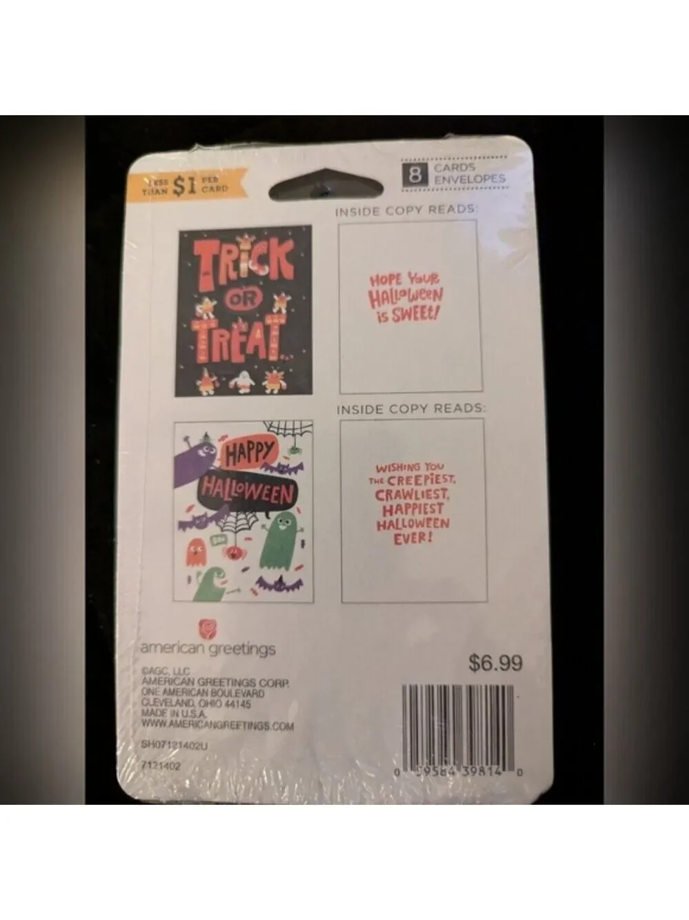 Halloween American Greetings Cards includes 7 packs of 8 cards each